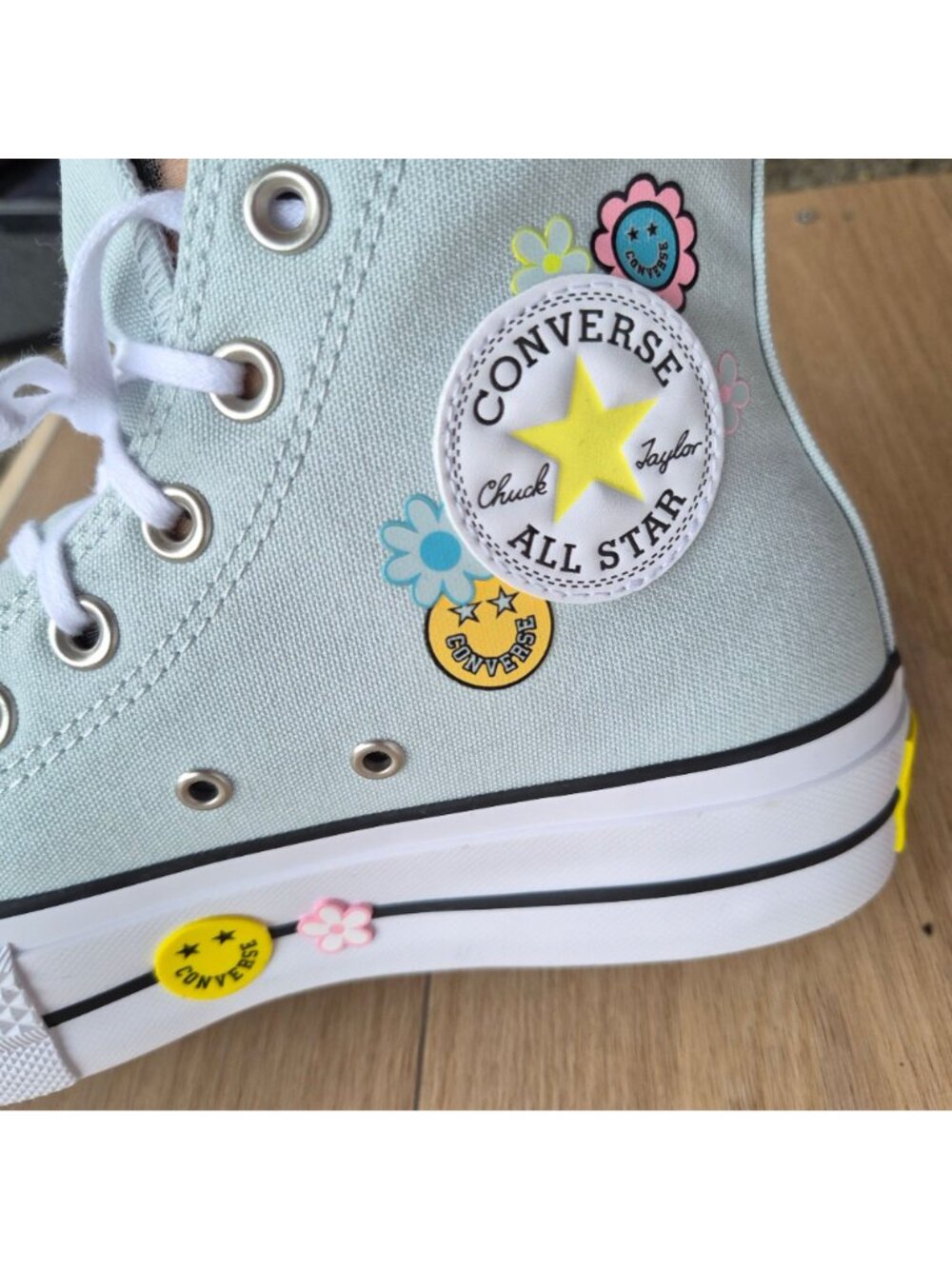 Converse Chuck Taylor Lift Platform Smiles 8 Womens Shoes Sneakers Blue A16296C - Picture 6 of 10